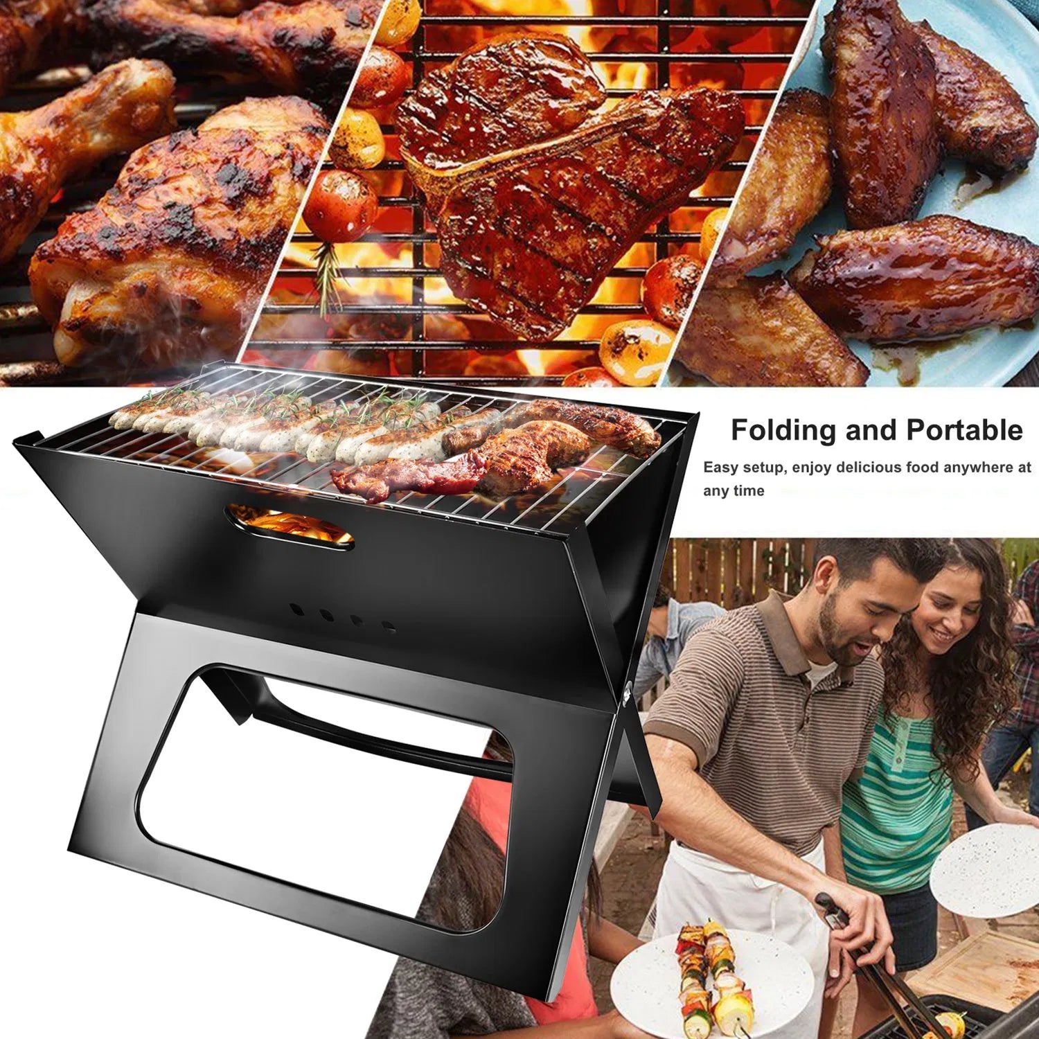 Foldable BBQ Grill Portable BBQ Barbecue Grill Camping Garden Outdoor Travel For Camping Picnic RV Travel