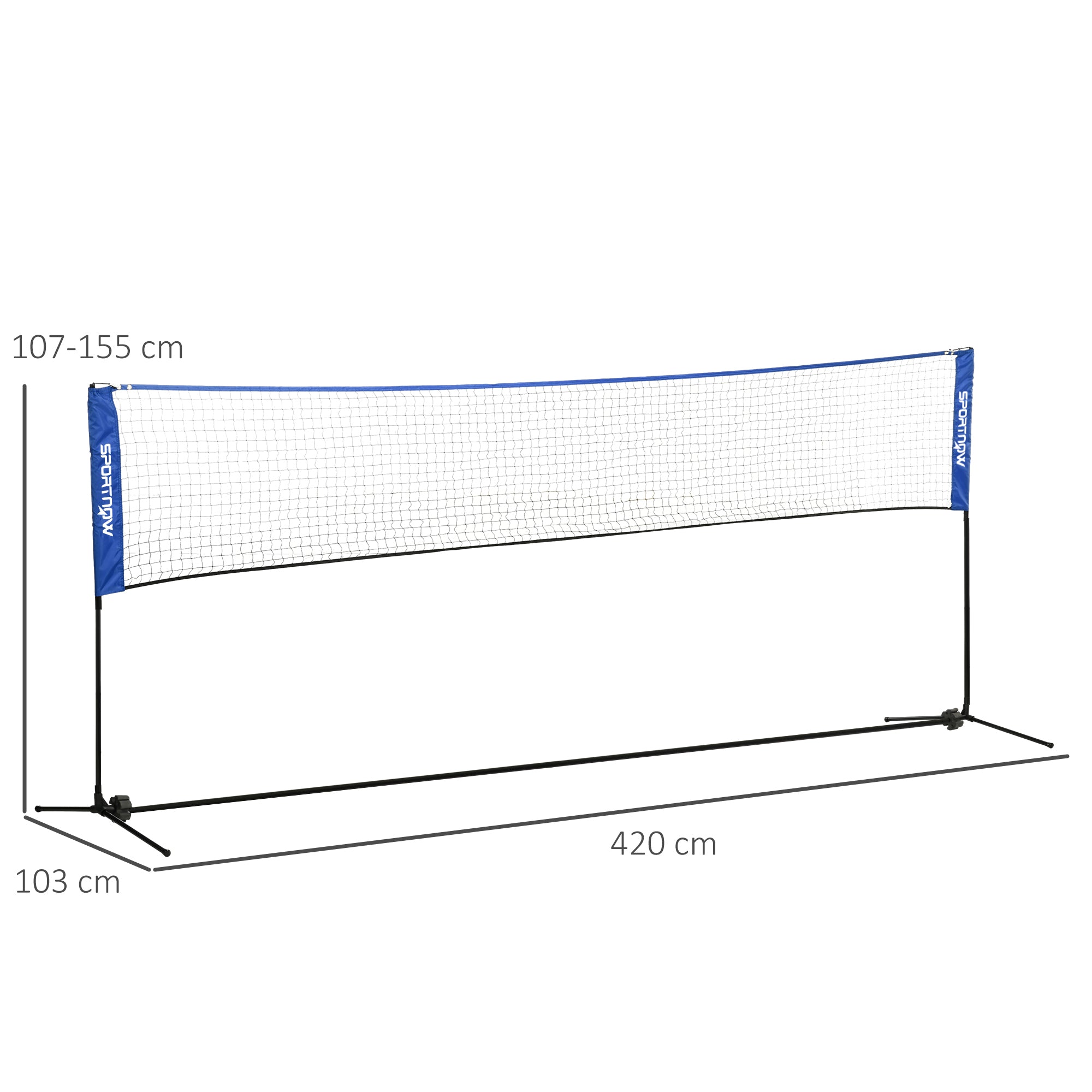 SPORTNOW 4m Badminton Net, Height Adjustable Outdoor Sports Net, With Carry Bag, For Tennis, Pickleball, Volleyball, Blue