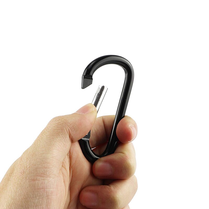 10 Pcs Aluminum Carabiner Clip D Shape Carabiners Spring Snap Hook Camping Traveling Hiking Keychains Keyring Outdoor Black