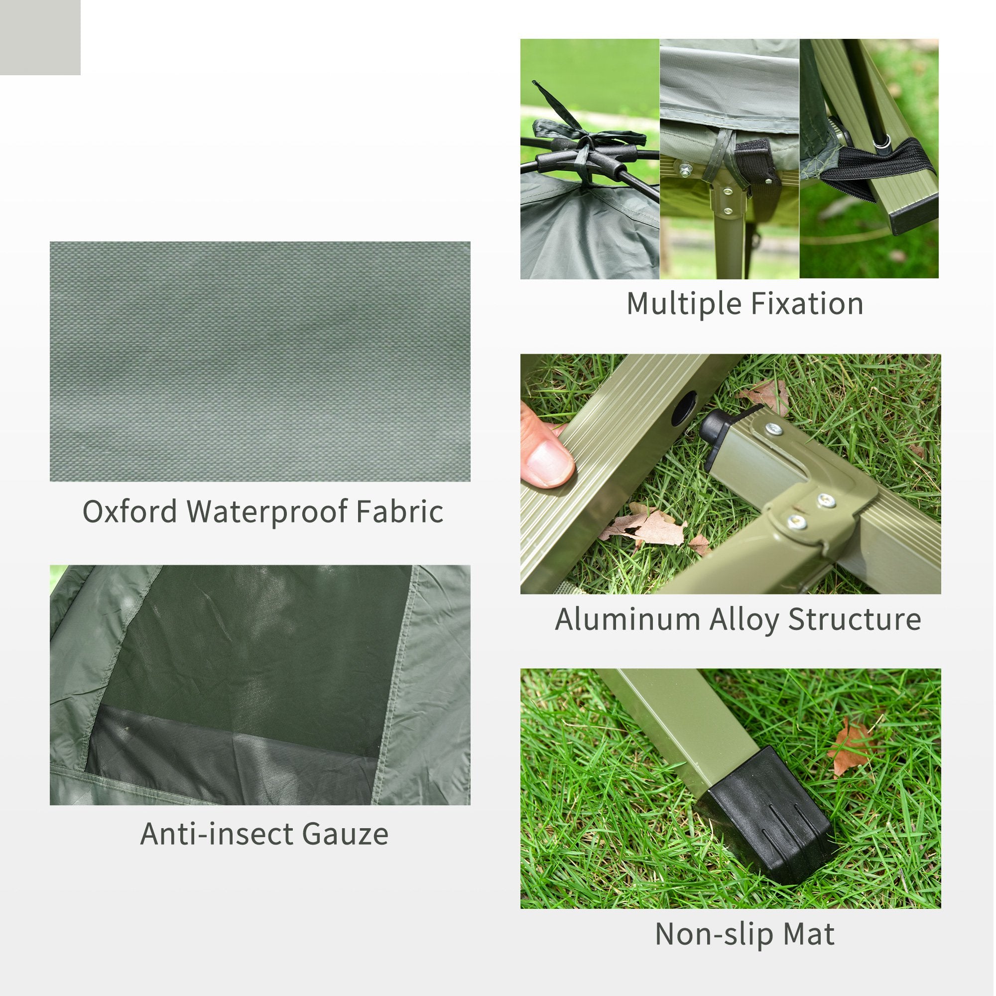 Folding Camping Cot For Adults All-in-One Elevated Tent With Sleeping Bag Thick Air Mattress Portable Single Bed