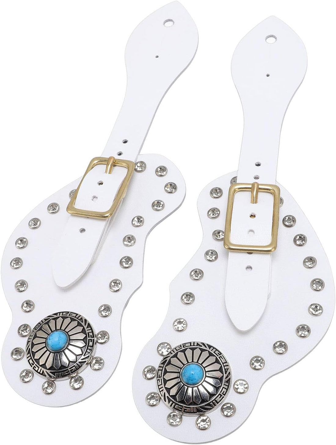2Pcs Leather Spur Straps Set For Horse, Westerns Men Women Adjustable Spur Straps, Artificial Leather Rhinestone Decorations Spur Holder For Cowboys Equestrian Accessories