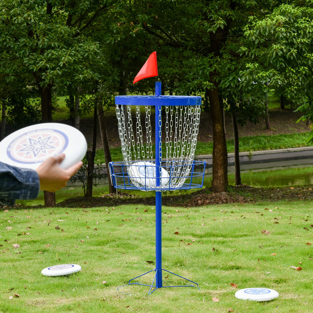 Portable Disc Golf Basket Target with 24-Chain