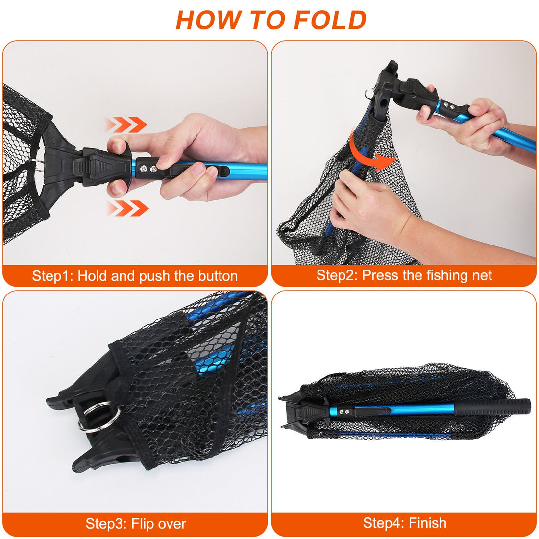 1Pc Foldable Fishing Net With Aluminum Alloy Rod EVA Handle Durable 5MM Hexagonal Nano Coating Nylon Mesh Collapsible Landing Net Safe Fish Catching Or Releasing