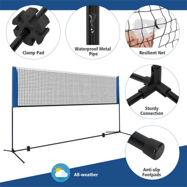 14ft Multi-Sport Net Set - Adjustable Height (33.5"-61"), Badminton/Volleyball/Pickleball/Tennis Use