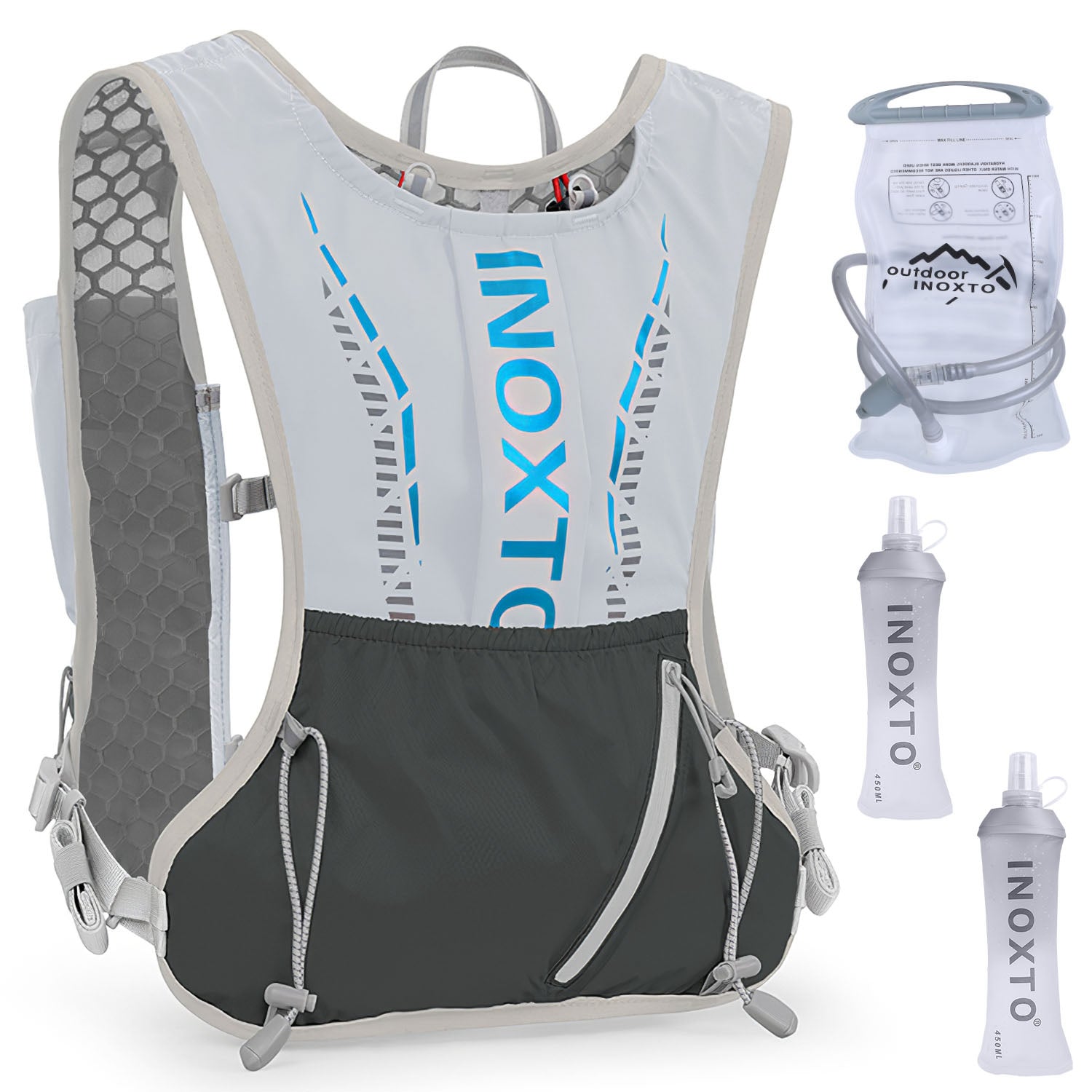 1Pc Sport Hydration Vest Running Backpack With 15oz 50oz Water Bladder Adjustable Strap Storage Bag For Trail Running Marathon Race Hiking
