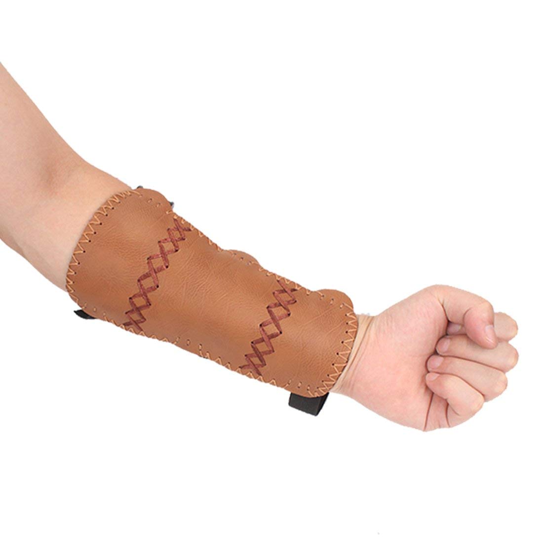 Krayney  Youth Leather 3-Strap Arm Guard Hunting Shooting Arrow Bow Gear Accessories, Archery Arm Protector