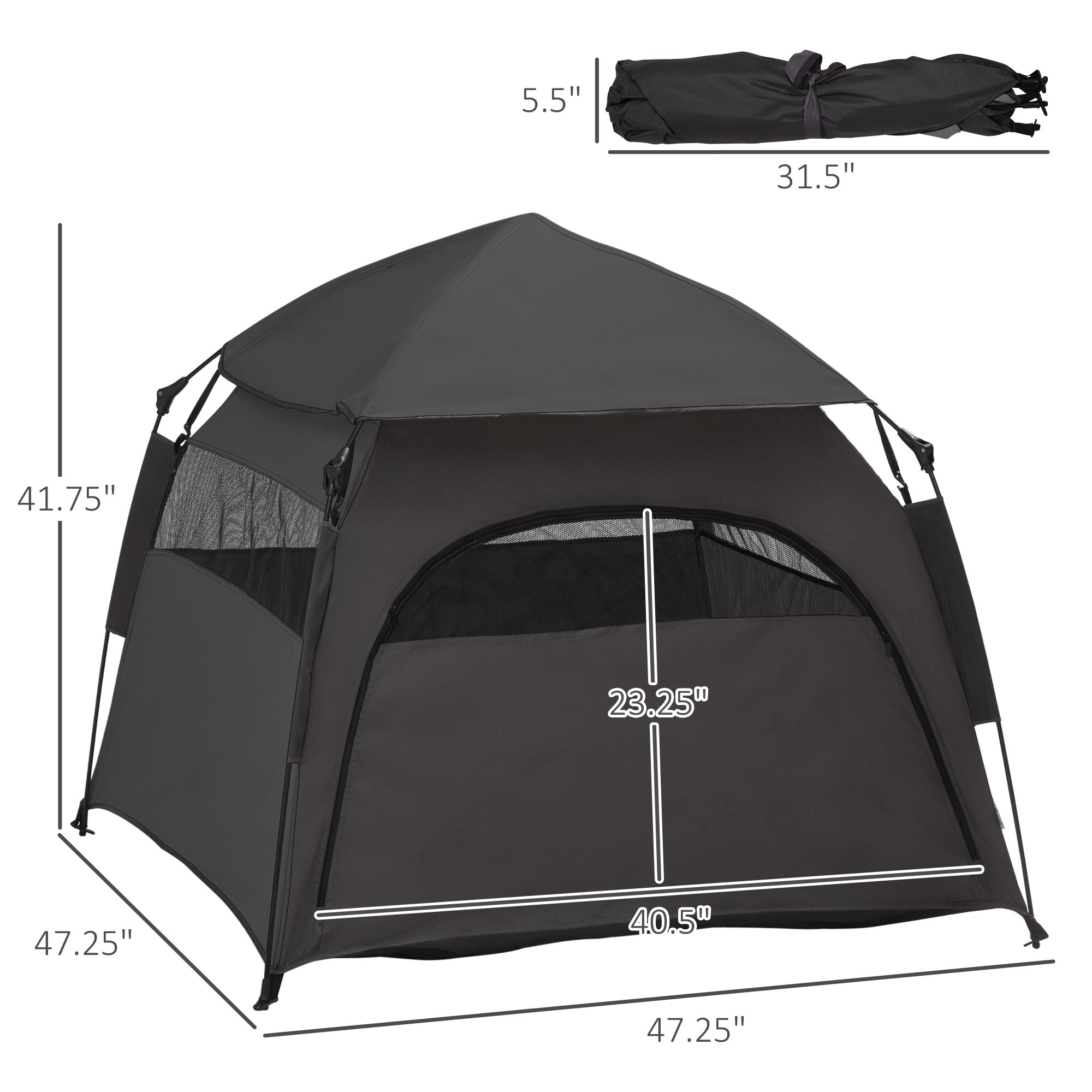 Pop Up Dog Tent For Extra Large And Large Dogs With Carry Bag, For Beach, Backyard, Home, Dark Gray