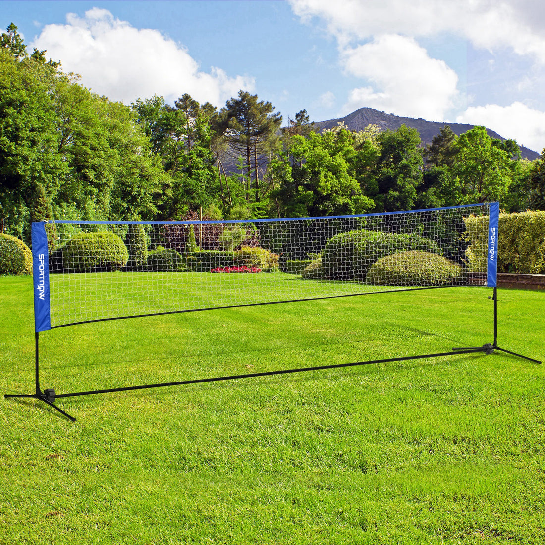 SPORTNOW 4m Badminton Net, Height Adjustable Outdoor Sports Net, With Carry Bag, For Tennis, Pickleball, Volleyball, Blue