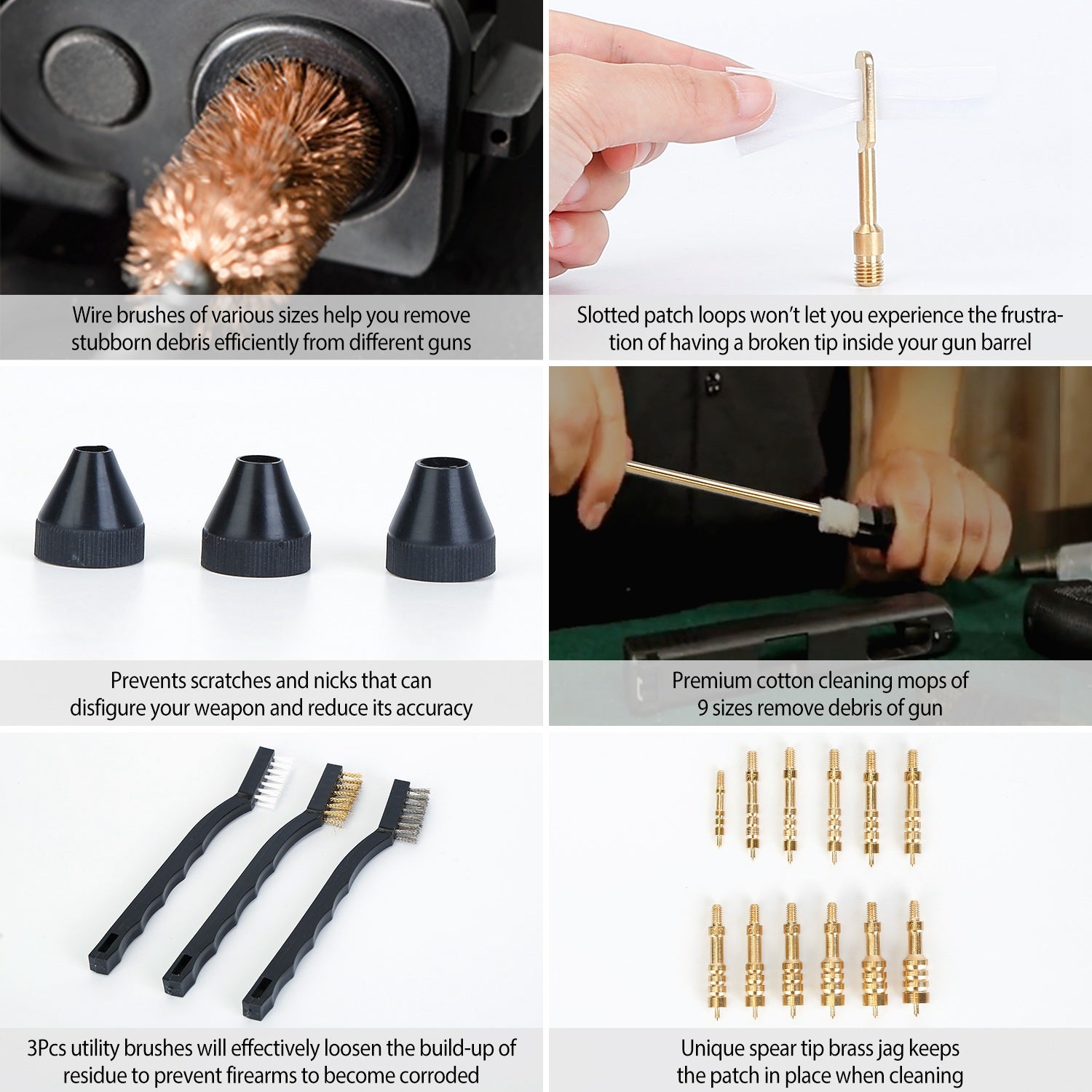 1Pc Universal Gun Cleaning Kit Gun Cleaning Brushes Mops Muff Guard With Carrying Case For Rifles Pistols Handguns Shotguns