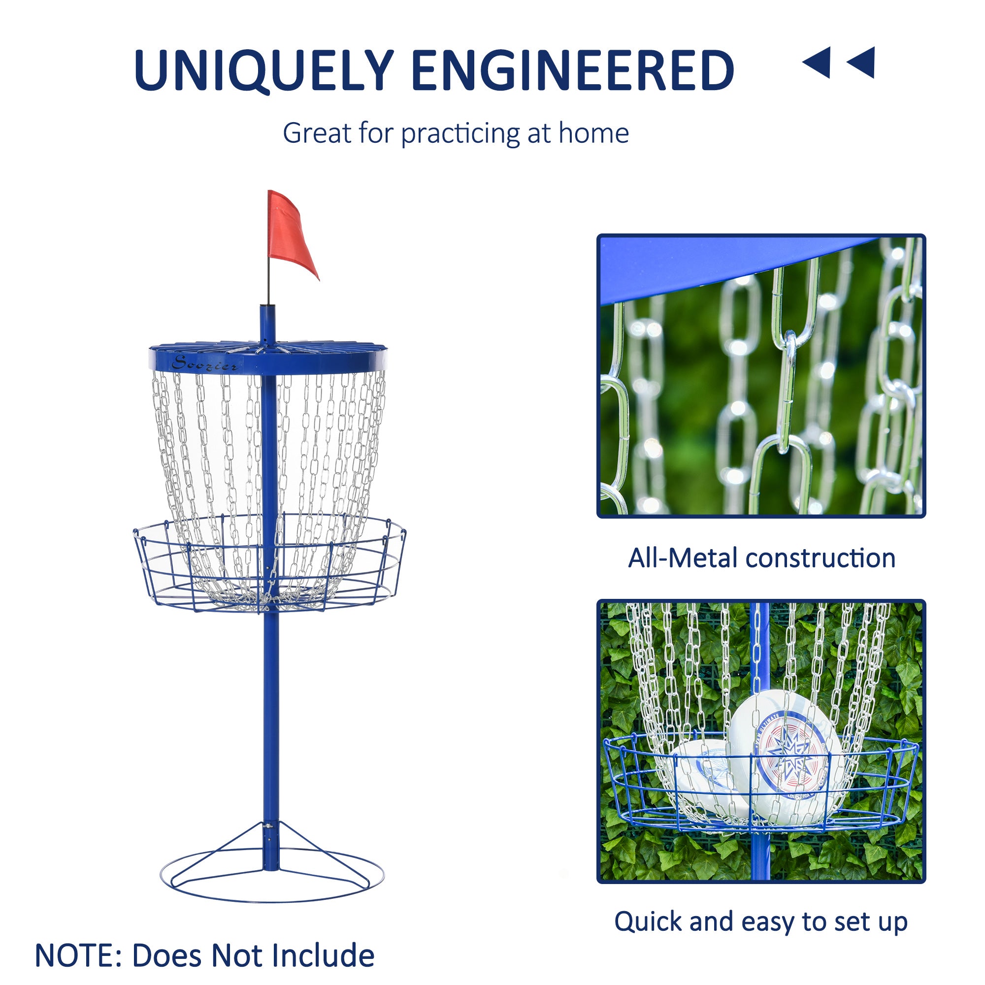 Portable Disc Golf Basket Target With 24-Chain, Travel Bag, Dark Blue