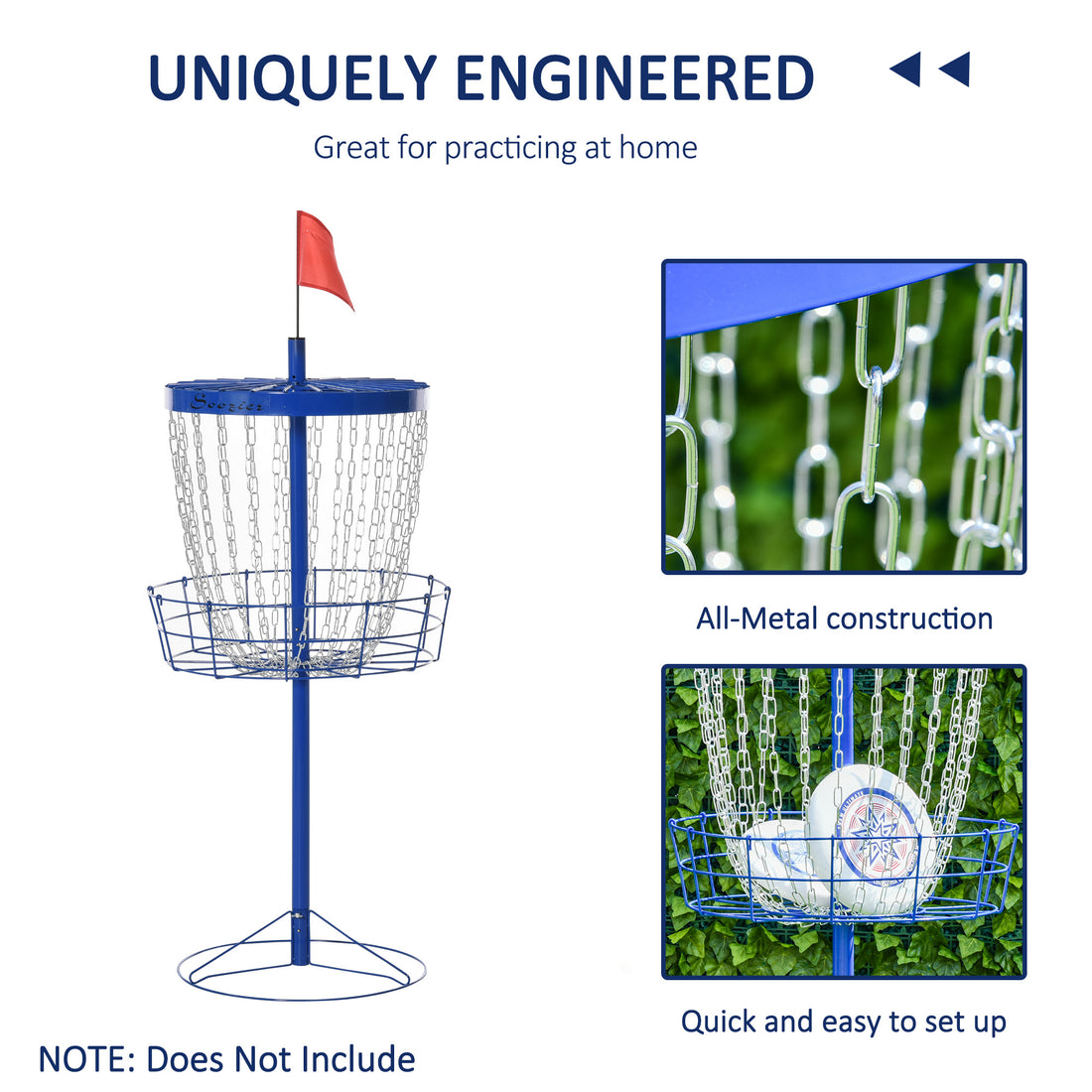 Portable Disc Golf Basket Target With 24-Chain, Travel Bag, Dark Blue