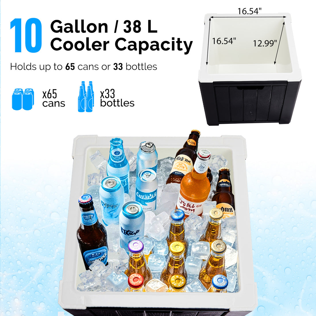 10 Gallon Cooler Side Table, Multi-purpose Ice Cooler Outdoor Cocktail Side Table For Camping, Picnic, Beach, Pool, Party