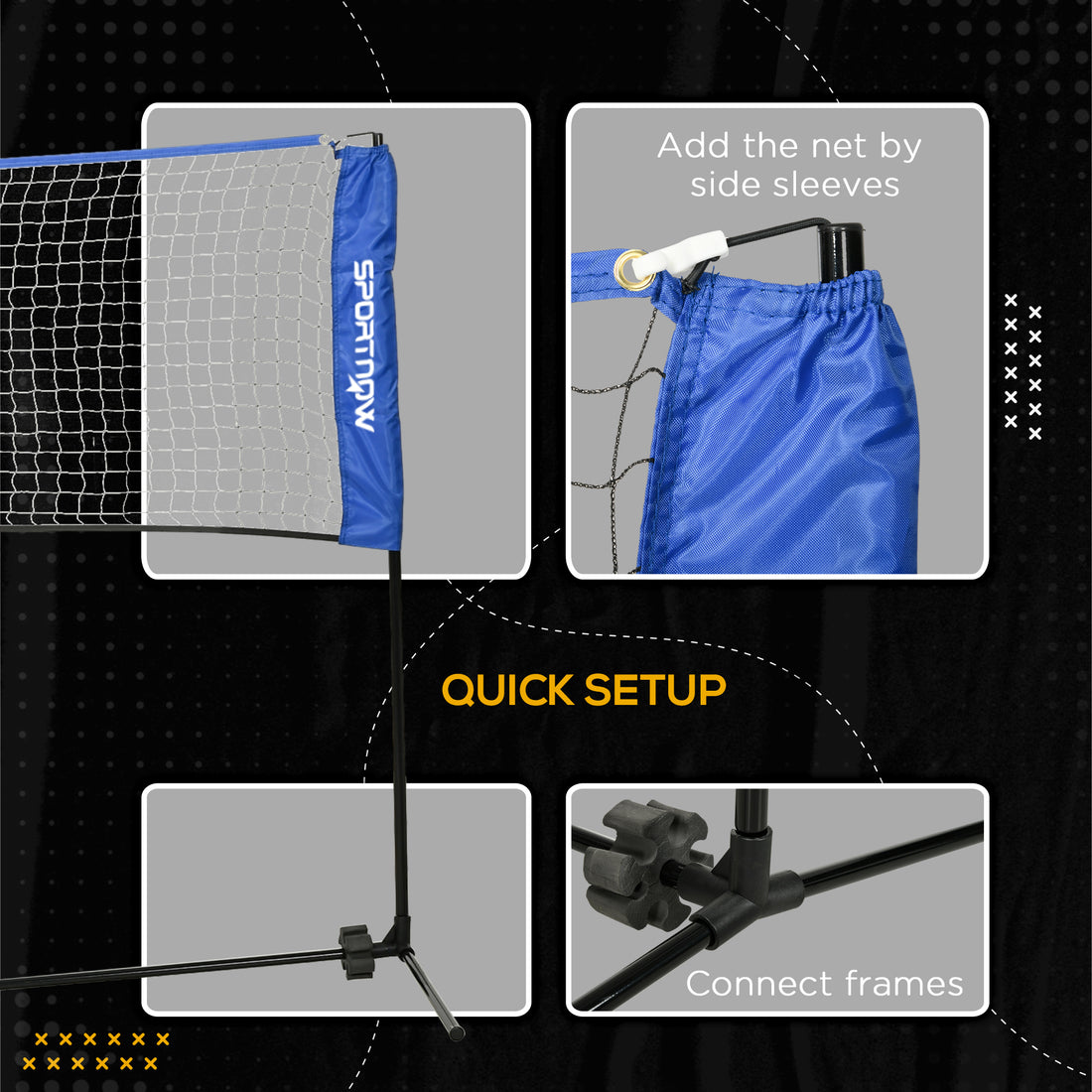 SPORTNOW 4m Badminton Net, Height Adjustable Outdoor Sports Net, With Carry Bag, For Tennis, Pickleball, Volleyball, Blue