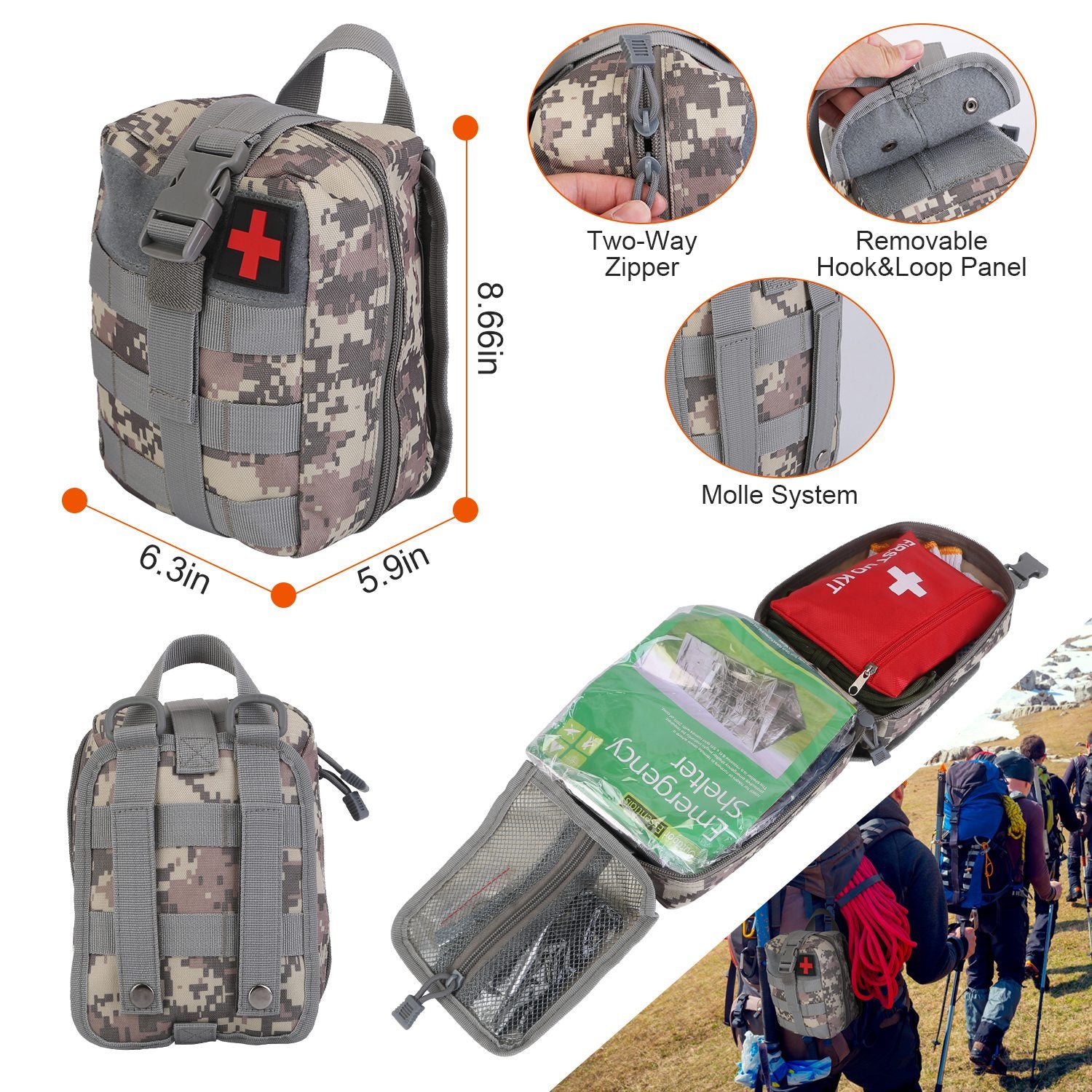 125Pcs Survival Kits Professional Emergency Survival Gear Tactical First Aid Kit Supplies For Outdoor Adventure Camping Hiking Hunting