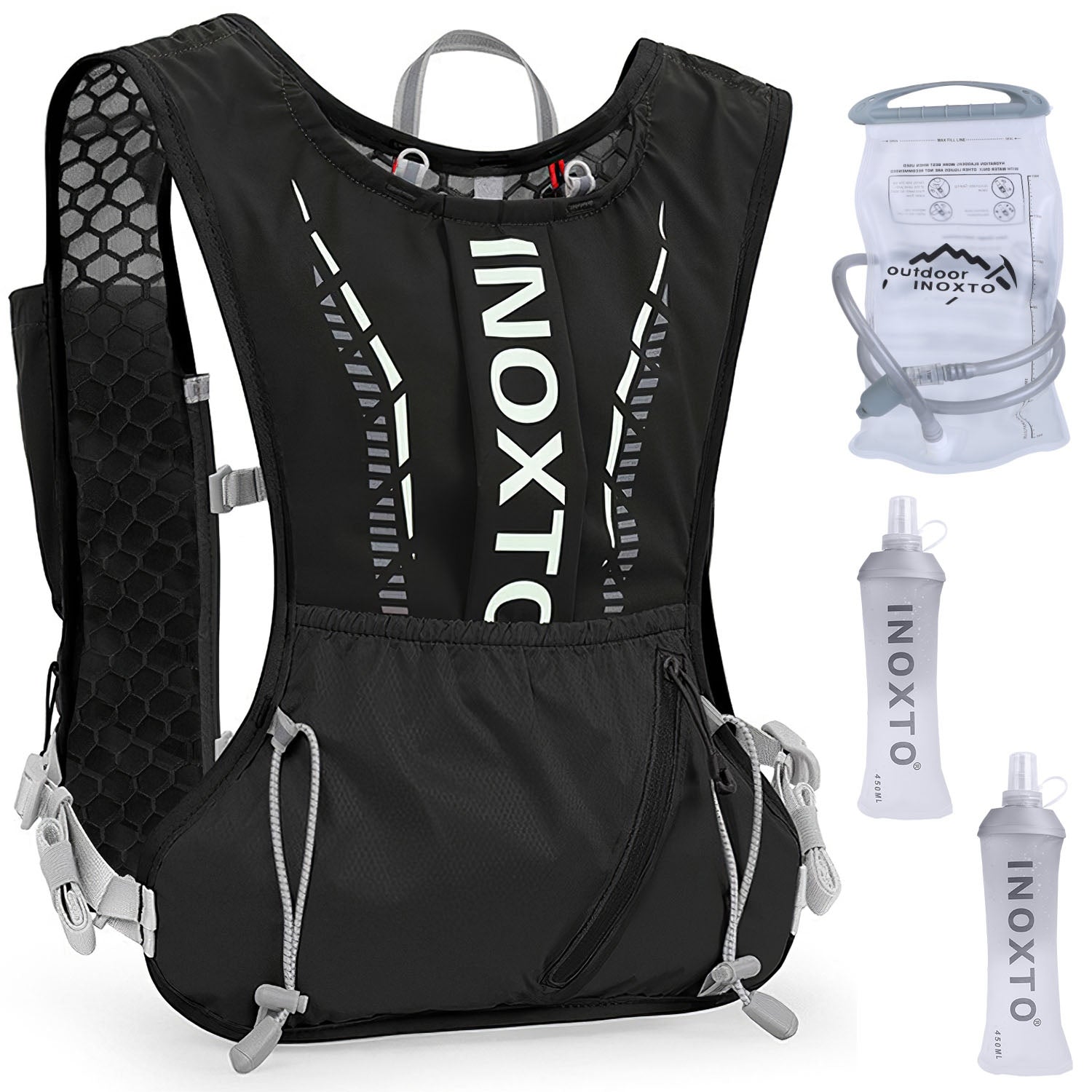 1Pc Sport Hydration Vest Running Backpack With 15oz 50oz Water Bladder Adjustable Strap Storage Bag For Trail Running Marathon Race Hiking