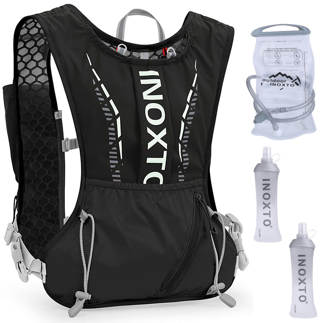 1Pc Sport Hydration Vest Running Backpack With 15oz 50oz Water Bladder Adjustable Strap Storage Bag For Trail Running Marathon Race Hiking