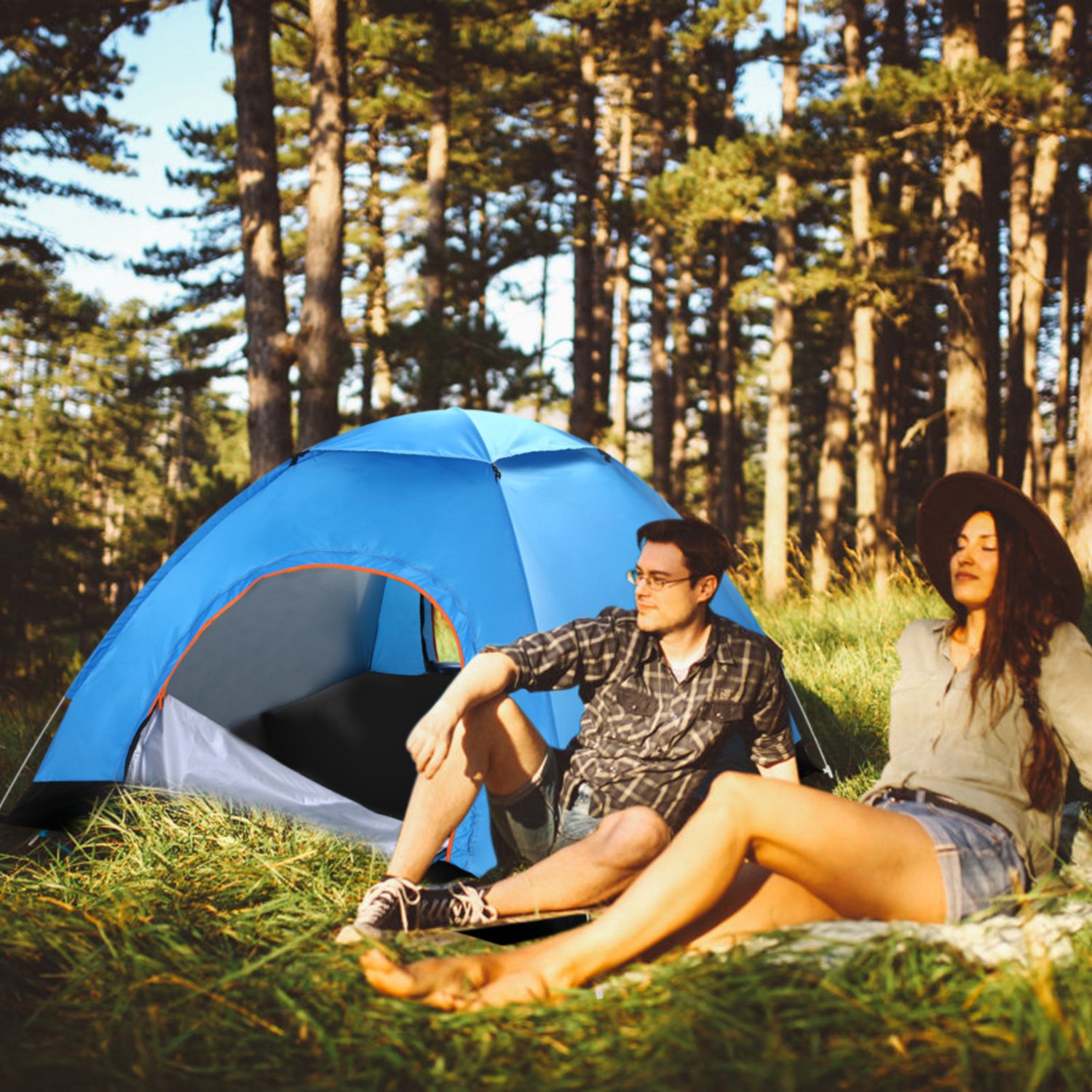 1Pc 4 Persons Camping Waterproof Tent Instant Setup Tent With Mosquito Net Doors Carrying Bag Folding 4 Seasons For Hiking Climbing Adventure Fishing