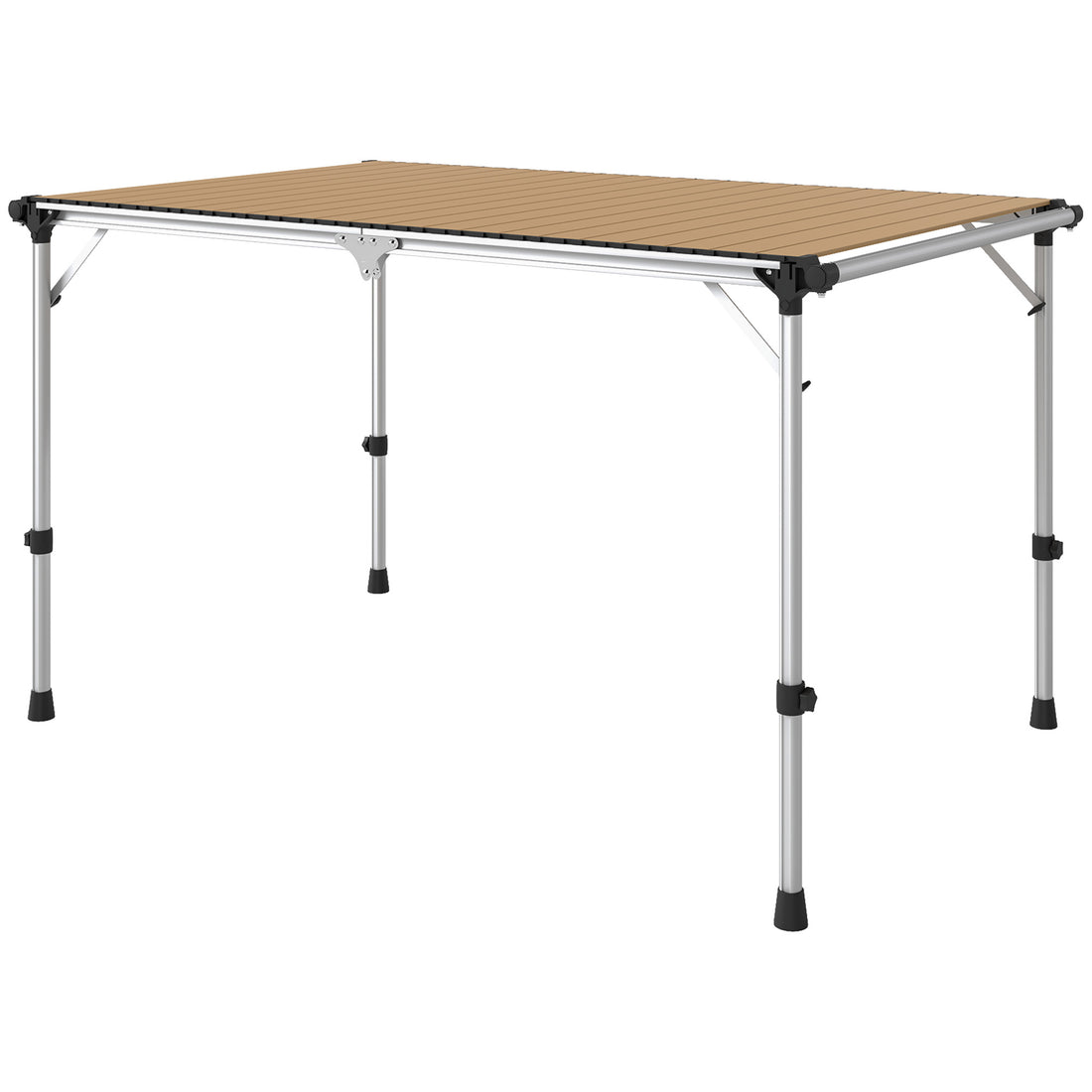 Folding Camping Table, Adjustable Height Aluminum Table, Portable Camping Table for Picnic, Beach, BBQ